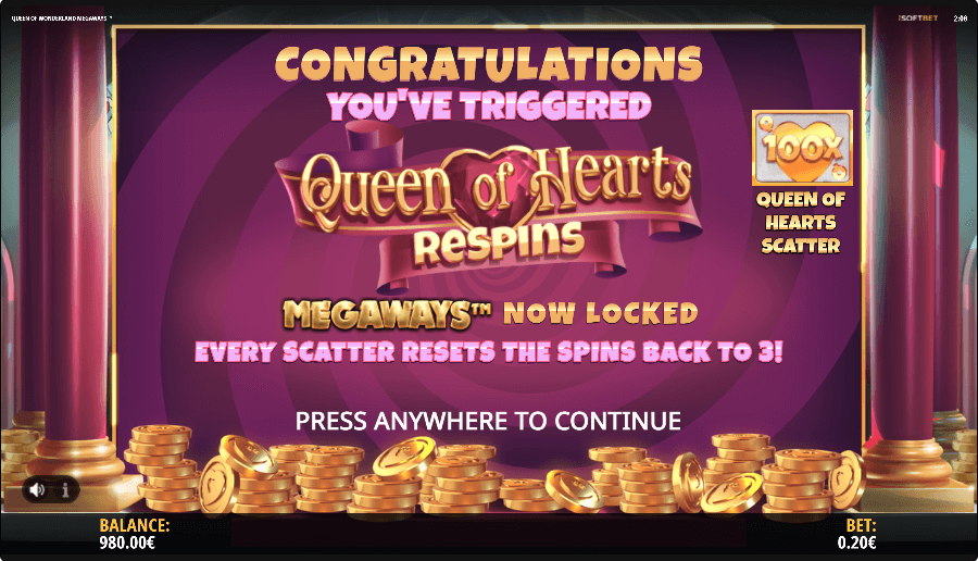 Queen of Wonderland Megaways feature