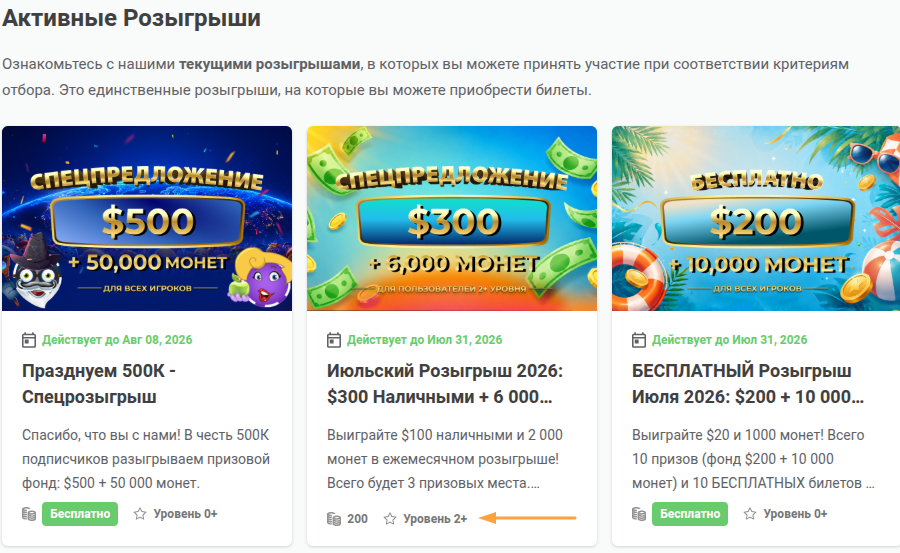 список розыгрышей соответствие требованиям центр помощи