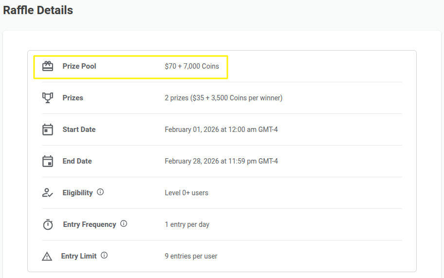 Raflle Details Prize Pool FAQs 