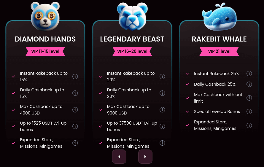 rakebit casino vip levels