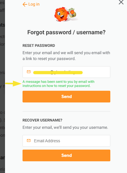 recover password email