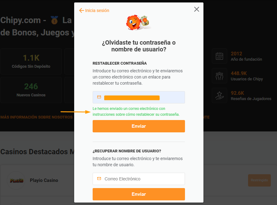 recuperar contrasena correo electronico enviado