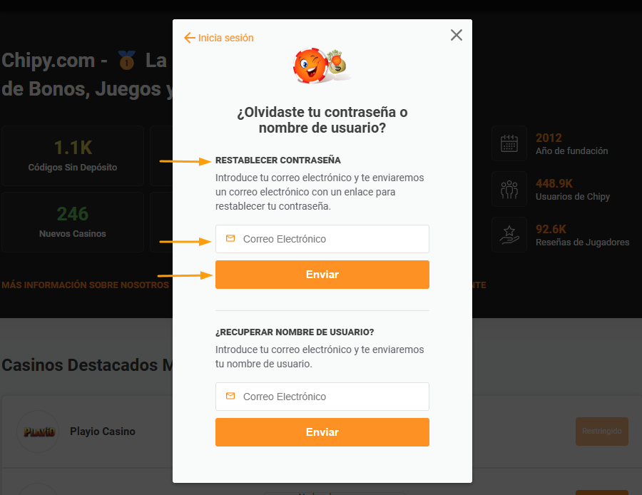 recuperar restablecimiento de contrasena