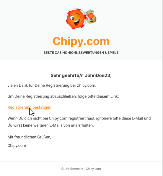 Registrierung validieren DE Version 