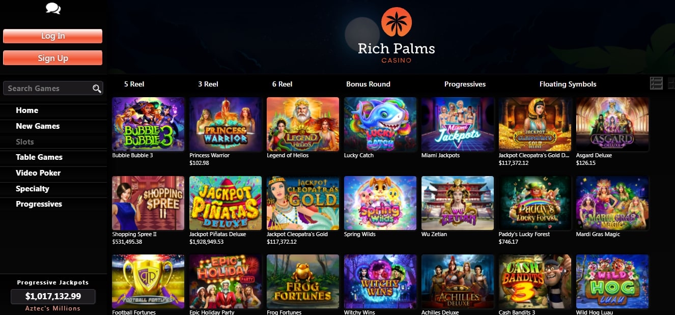 rich palms casino game collection