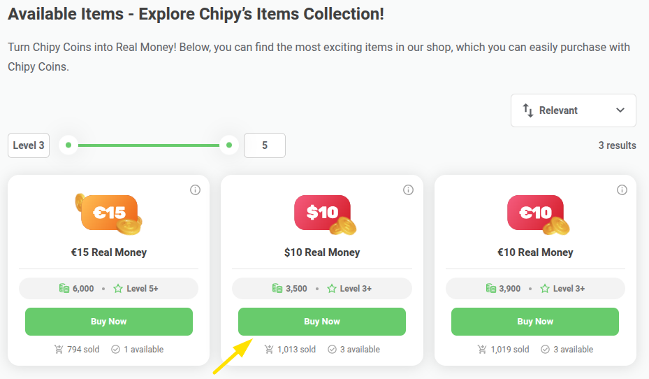 Real Money Items Available in Shop