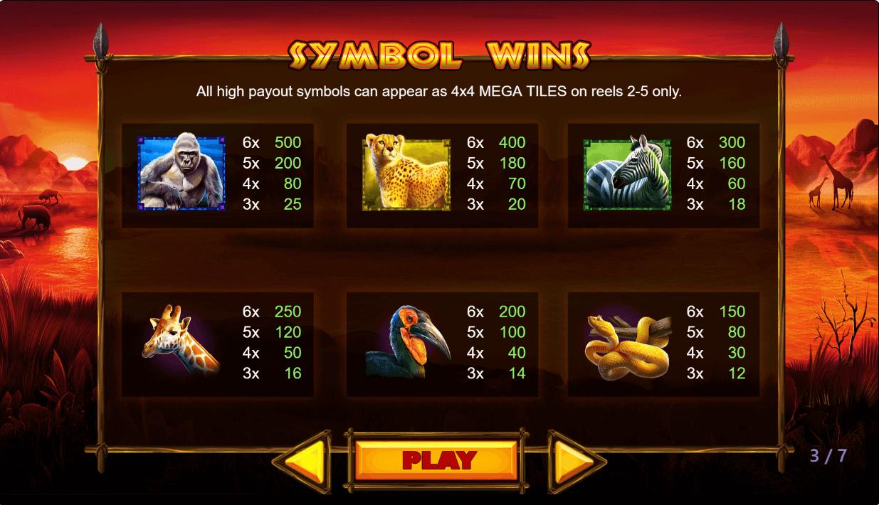 Rumble Rhino Online Slot Game Paytable