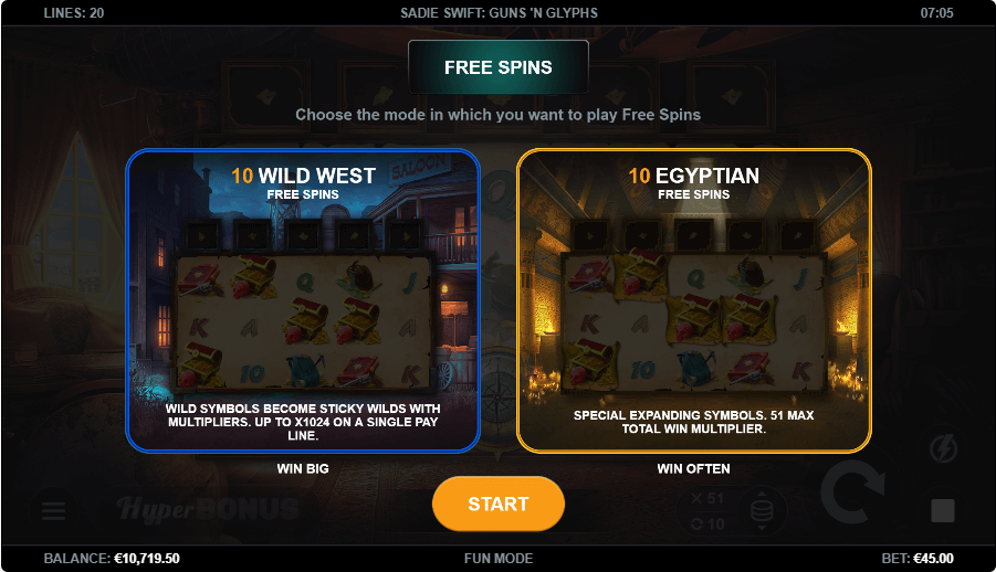 Sadie Swift Guns n Glyphs Online Slot Game Features
