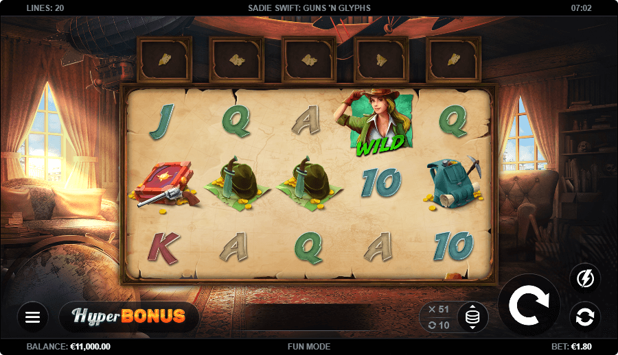 Sadie Swift Guns n Glyphs Online Slot Game Reels