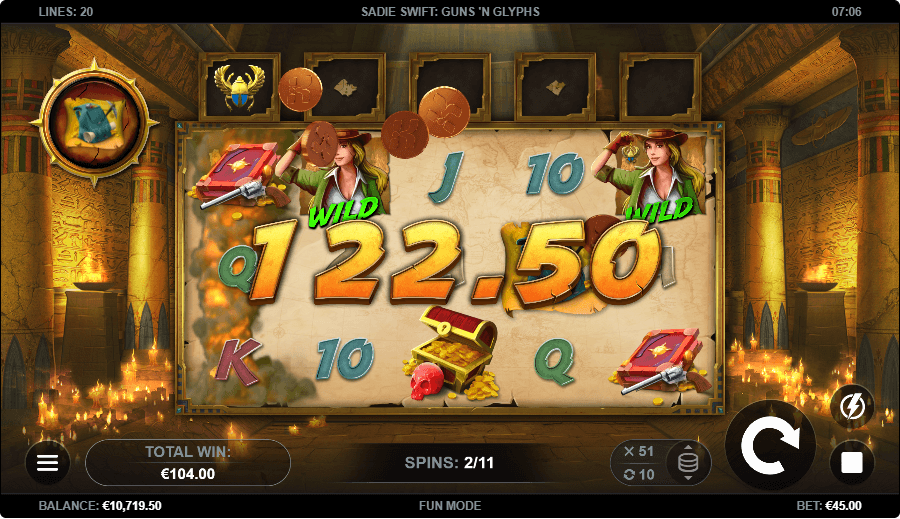 Sadie Swift Guns n Glyphs Online Slot Game Win