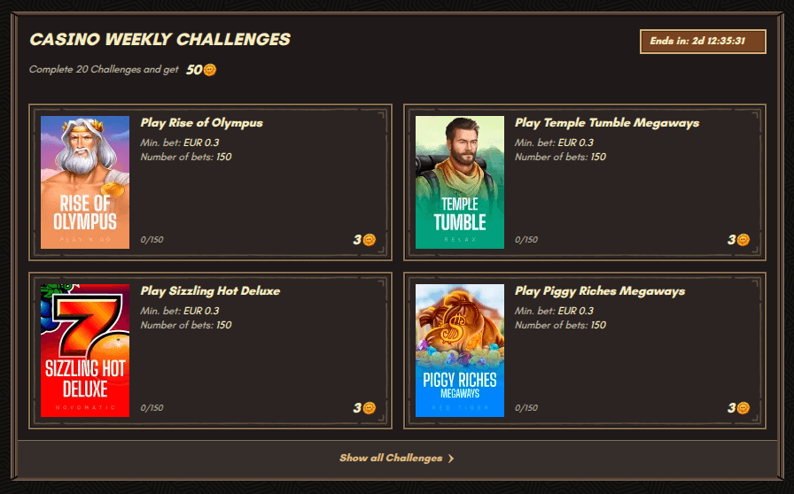 Sankra Casino Challenges Screenshot