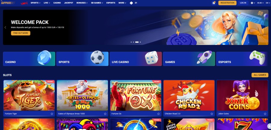 sapphire bet casino homepage