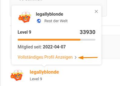 Schaltfläche für das öffentliche Profil
