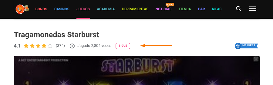 Seguir la página única de Chipy Starburst