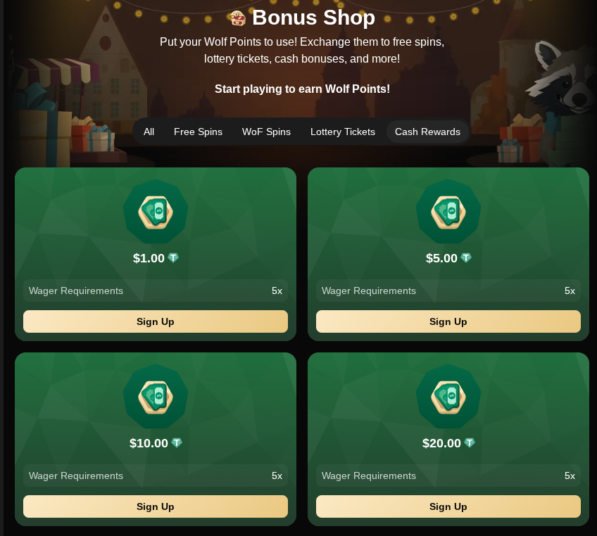 Shop Wolfio Casino