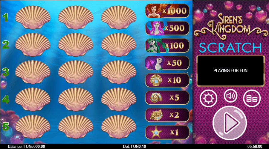Sirens Kingdom Scratch Online Game Reels