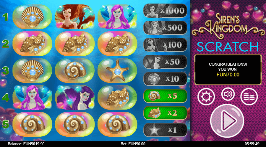 Sirens Kingdom Scratch Online Game Symbols