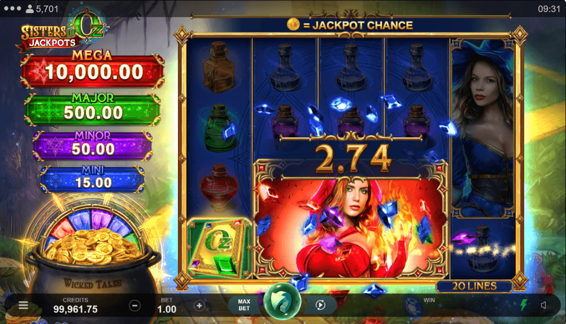 Sisters of Oz Jackpots Online Slot Game Win