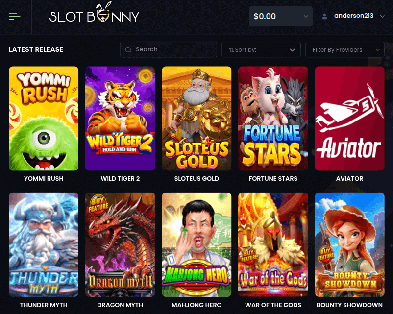 slot bunny casino game selection
