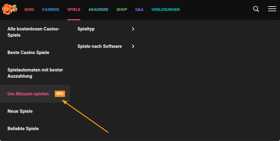 Um Munzen spielen Spielebereich