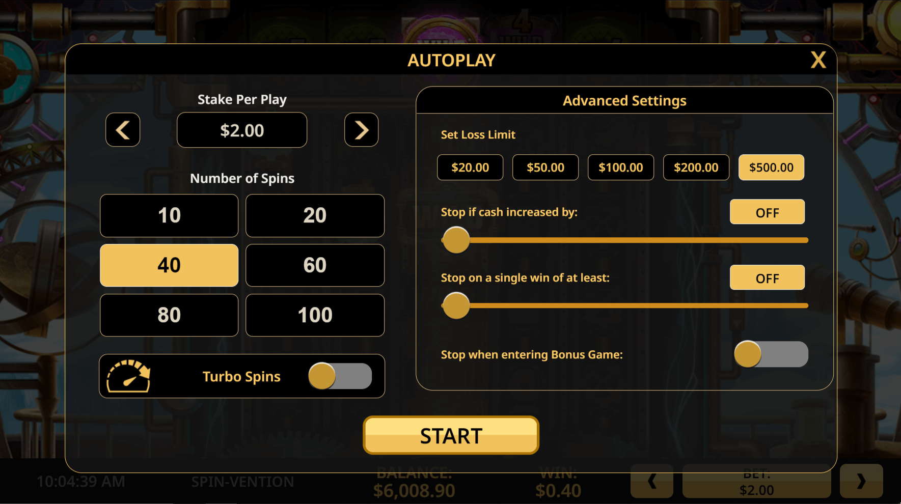 spin vention autoplay