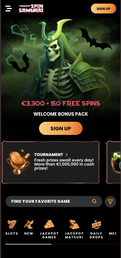 spin samurai casino homepage