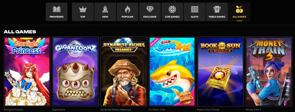 Bibliothèque de jeux de Spinsy Casino