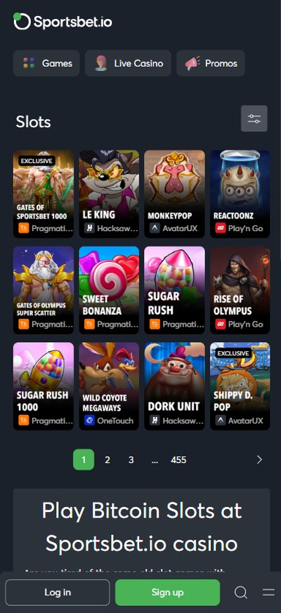 sportsbetio casino homepage