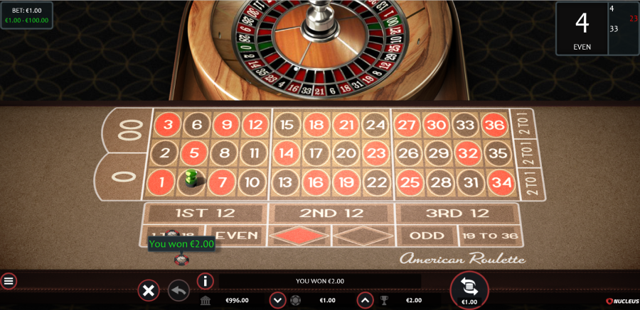 won in roulette bet