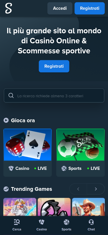 Immagine della homepage di Stake Casino