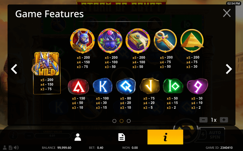 Storm Of Egypt Online Slot Game Features