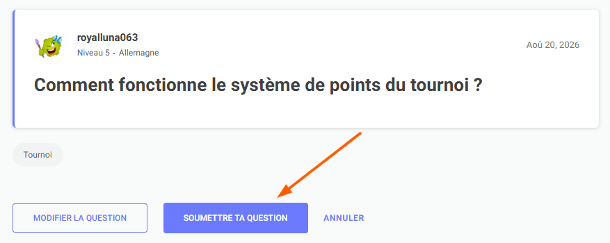 Bouton « Poser une question »