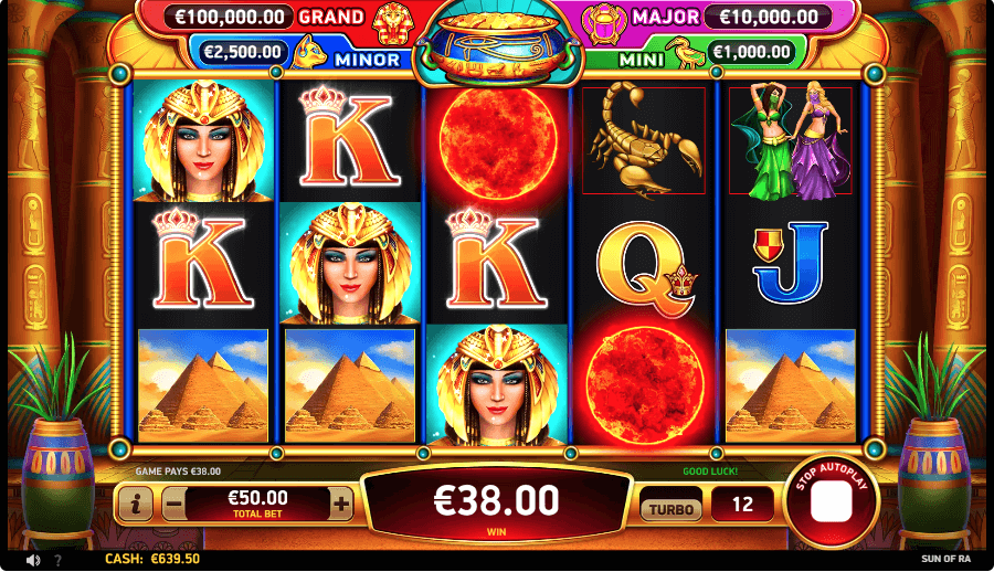 Sun of Ra Online Slot Game Symbols