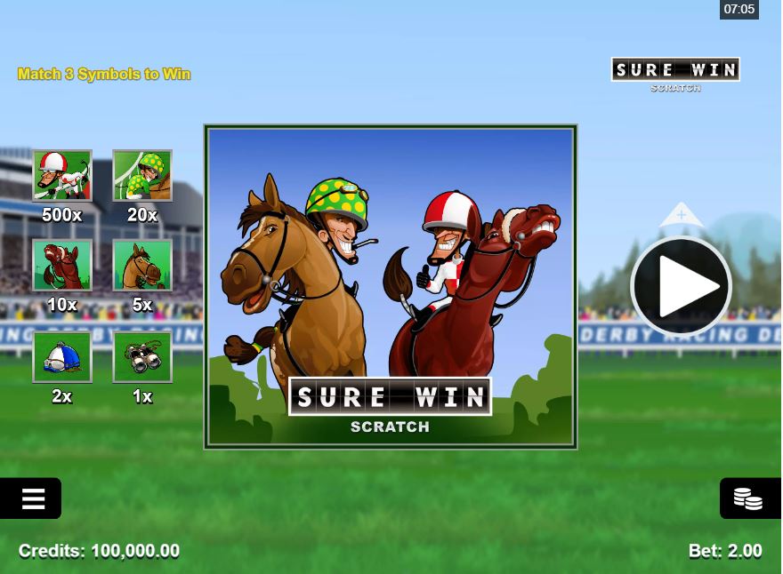 Sure Win Scratch Slot Game Main Screen