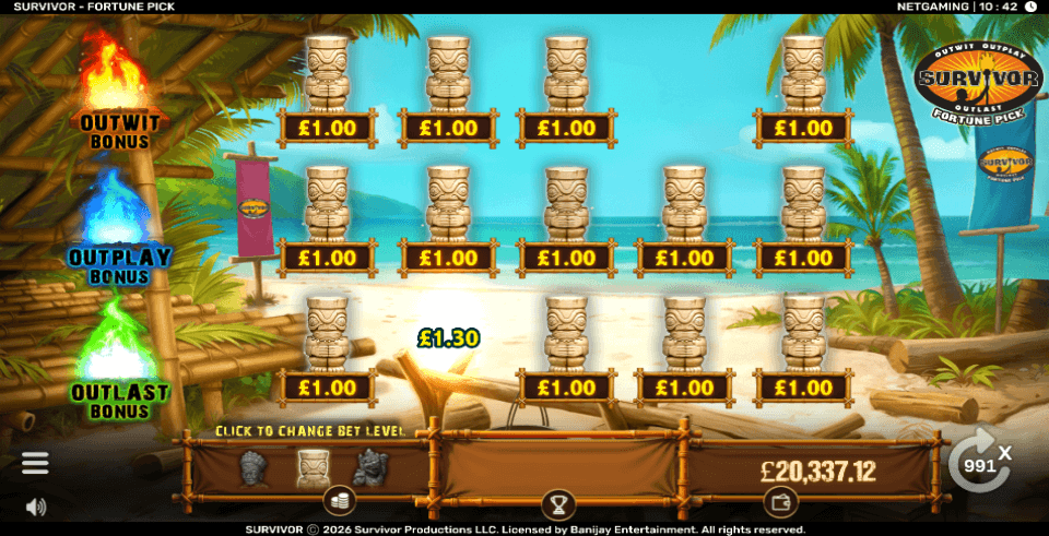 survivor fortune pick netgaming layout