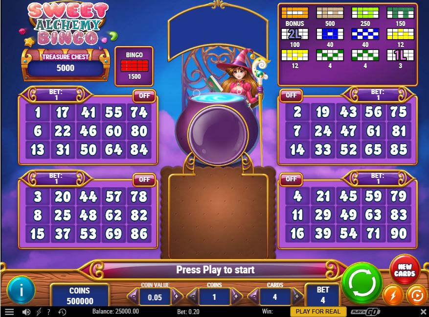 Sweet Alchemy Bingo Game