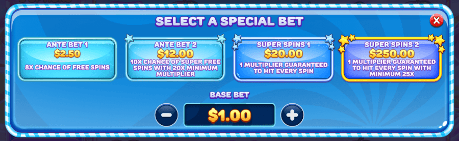 Sweet Bonanza 2500 Special Bets Screenshot