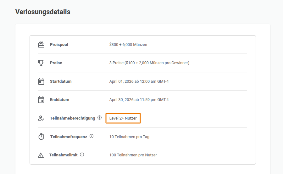 Teilnahmebedingungen für die Verlosung