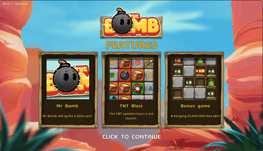 The bomb hacksaw gaming intro screen