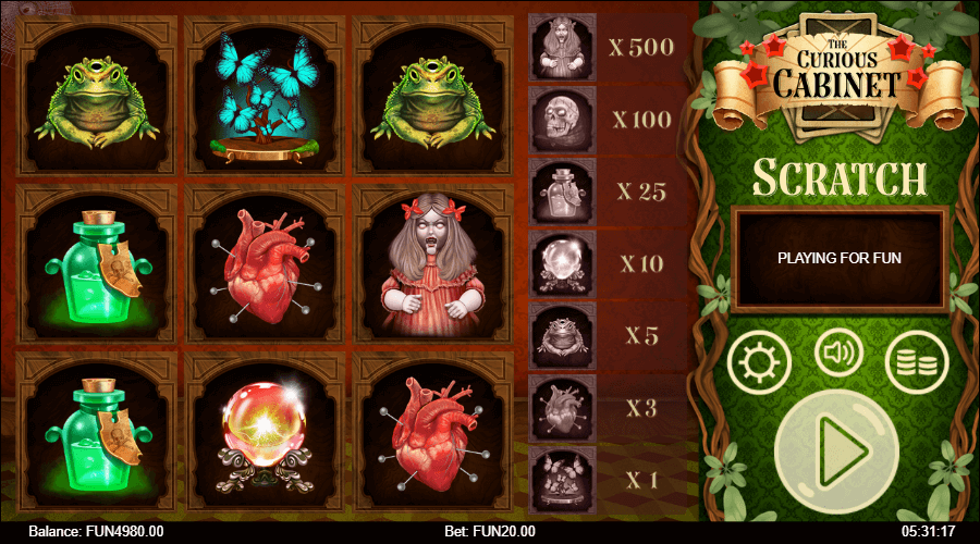 Curious Cabinet Scratch Online Game Features