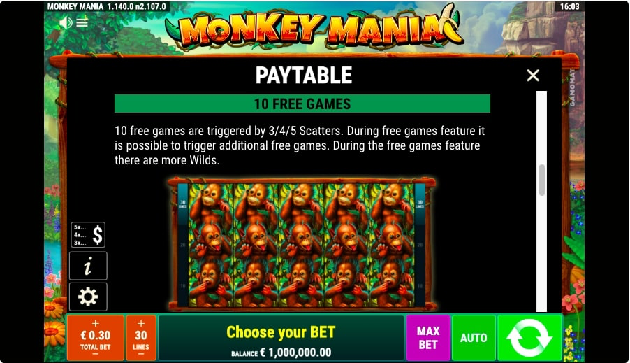The Monkey Mania Slot Features