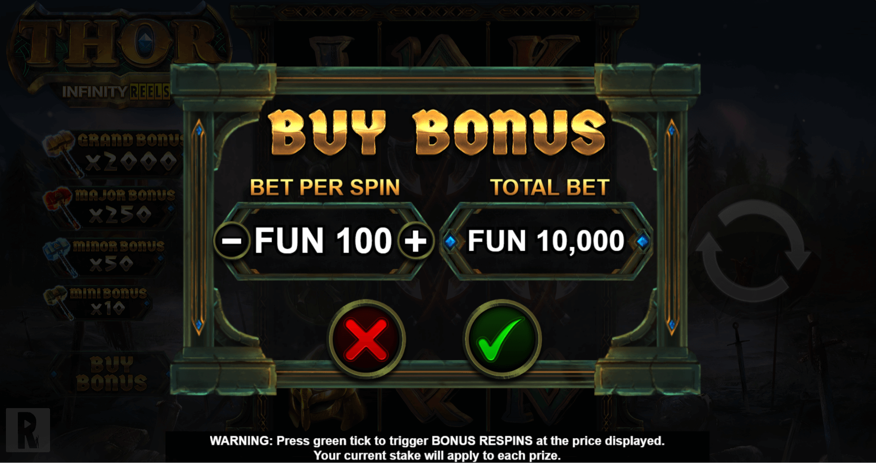 thor infinity reels buy bonus