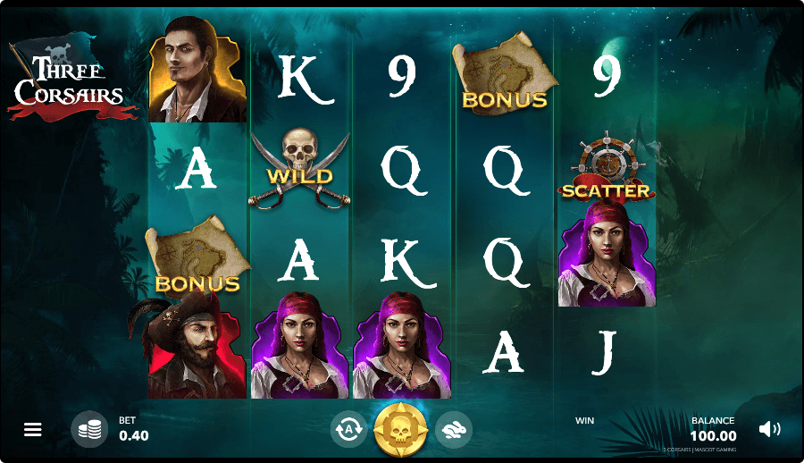 Three Corsairs Online Slot Game Reels