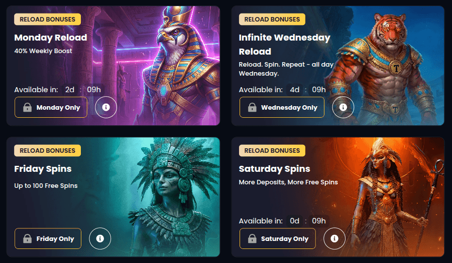 Totbet Relaod Bonuses Screenshot