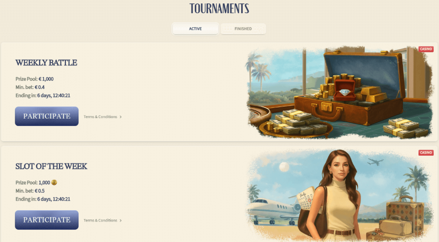 Tournaments VIPLuck Casino