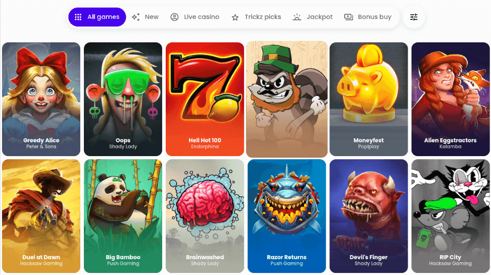 trickz casino library