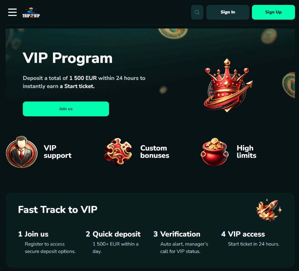 trip2vip casino vip program