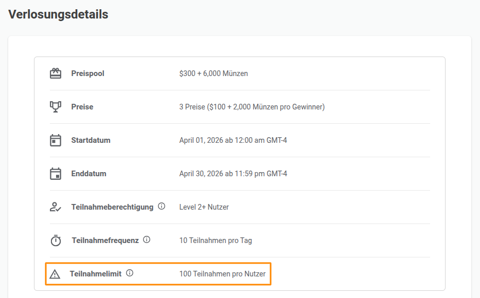 verlosungdetails teilnahmelimit