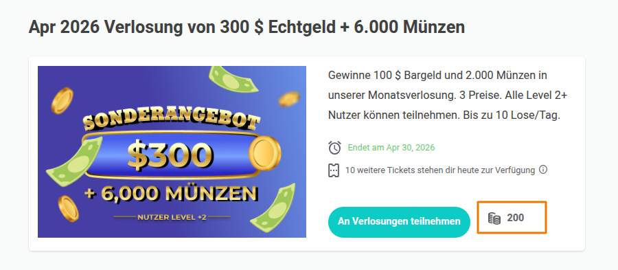 Verlosungen mit Eintrittsgebühr