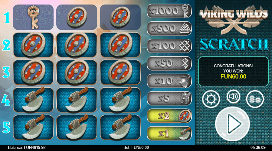 Viking Wilds Scratch Online Game Win